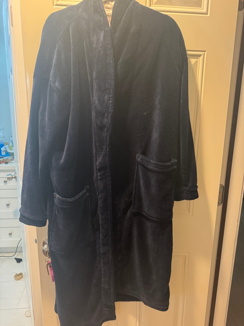 croft & barrow Navy Plush Bathrobe with Hood